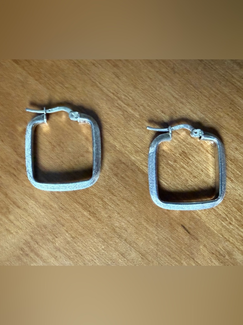 Silver Square Hoop Earrings